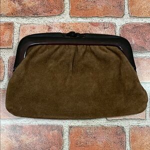 Genuine Leather Clutch w/ Leucite Closure, Vintage Accessories